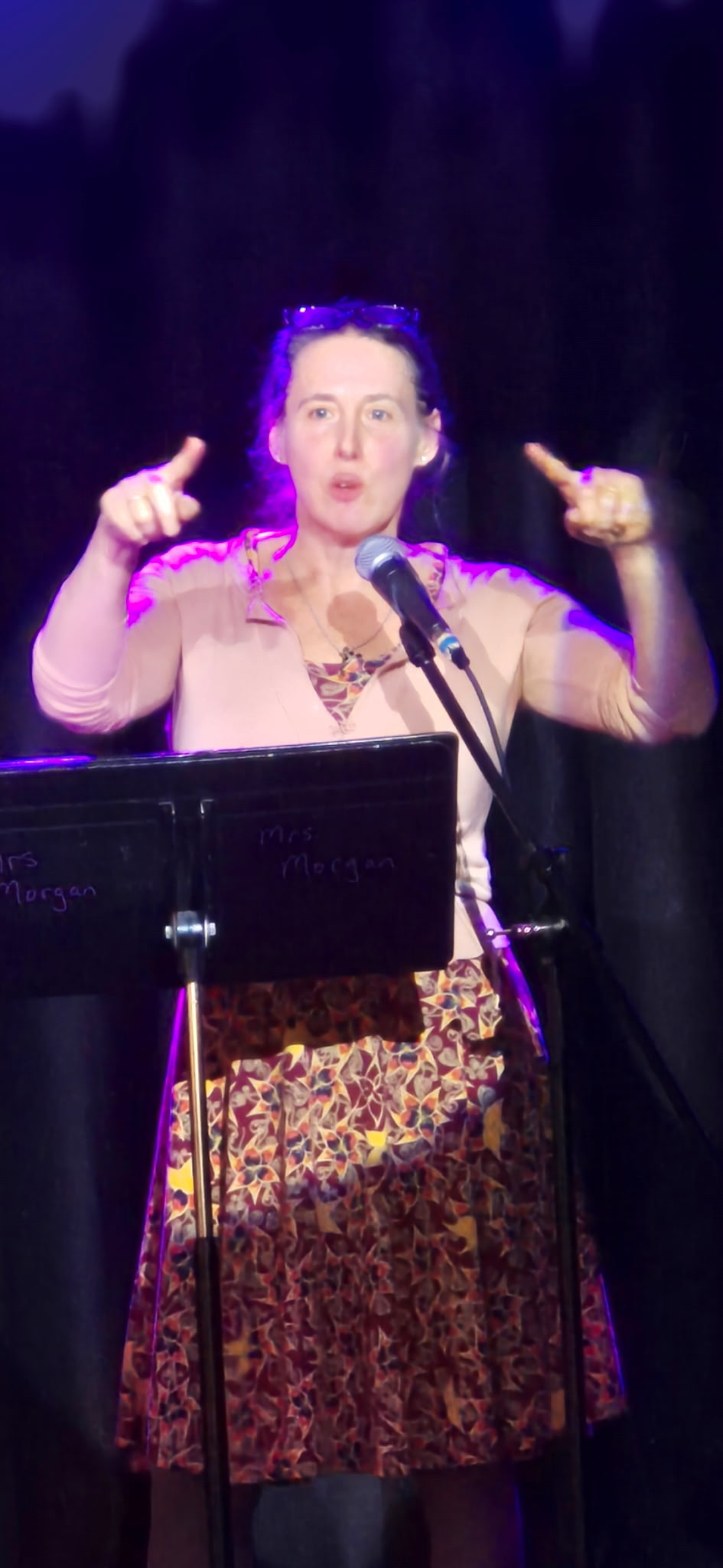 Meadow Jones reading at the Remaking Democracy book launch, exhibit, and performance at the Urbana-Champaign Independent Media Center on April 12, 2026.